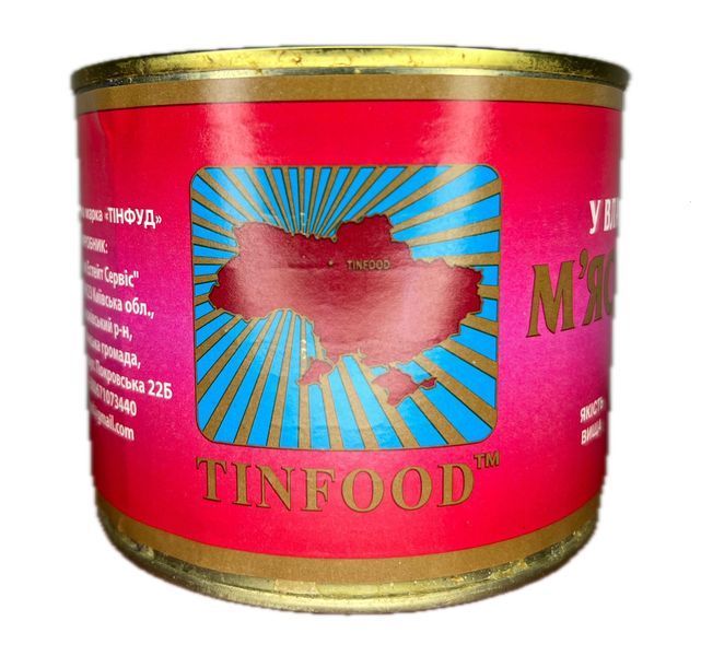 Тушонка індича Tinfood ДСТУ (тушковане м'ясо індиків без кісток) 525 г (TF7344470) 0568 фото