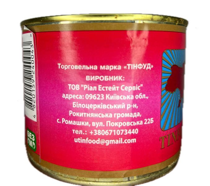 Тушонка індича Tinfood ДСТУ (тушковане м'ясо індиків без кісток) 525 г (TF7344470) 0568 фото