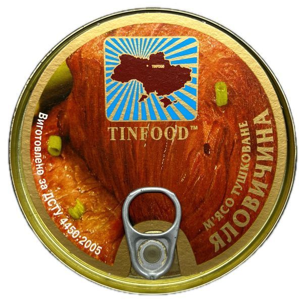 Тушонка яловича Tinfood ДСТУ (М'ясо тушковане Яловичина) 525 г (TF5379947) 0090 фото