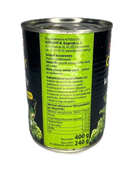 Горошок консервований зелений M&K 400 г (Польща) 0544 фото