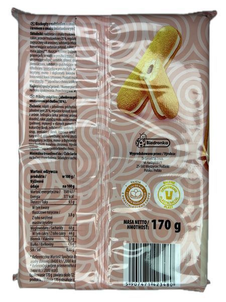 Печиво бісквітне буше Bonitki Biszkopciki Полуниця 170 г 0366 фото
